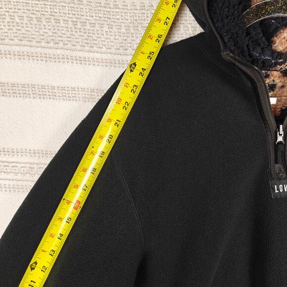 Love Black Teddy Bear Print Reversible Hooded Jacket Size M - Picture 7 of 9